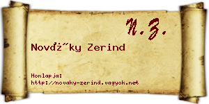 Nováky Zerind névjegykártya